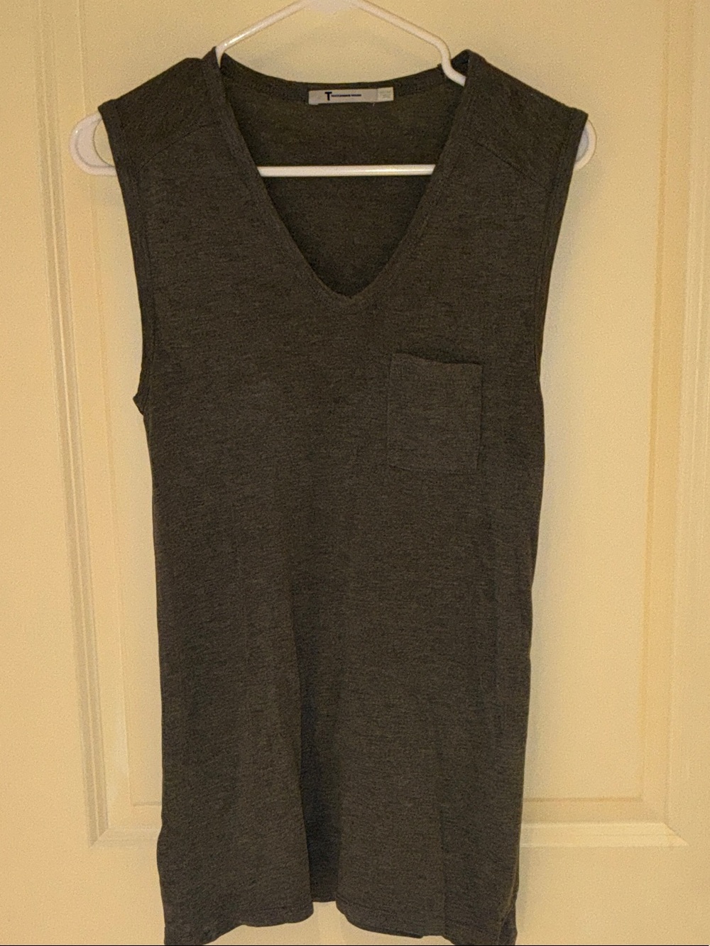 Alexander Wang Charcoal Gray V-Neck Sleeveless Tank